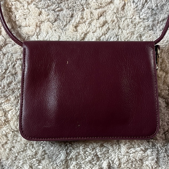 Burgundy Vegan Leather Crossbody Bag - Picture 6 of 10